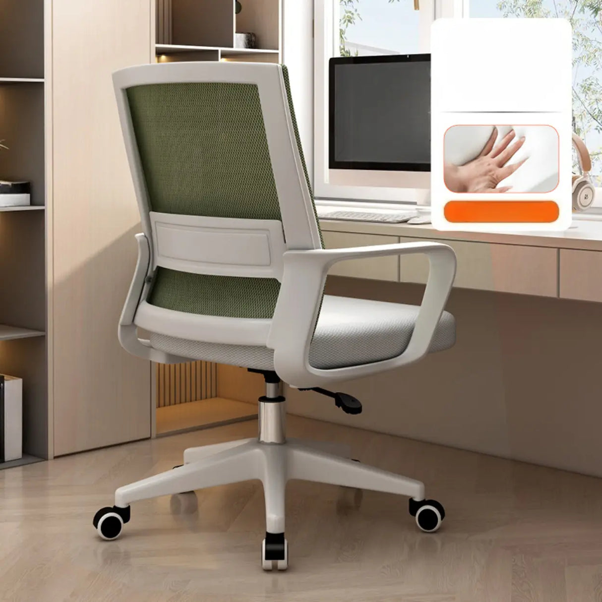 Lumbar Support Orange Swivel Mesh Adjustable Office Chair Image - 27