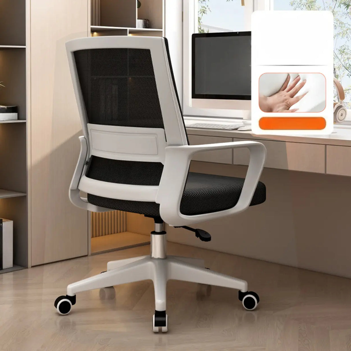 Lumbar Support Orange Swivel Mesh Adjustable Office Chair Image - 28