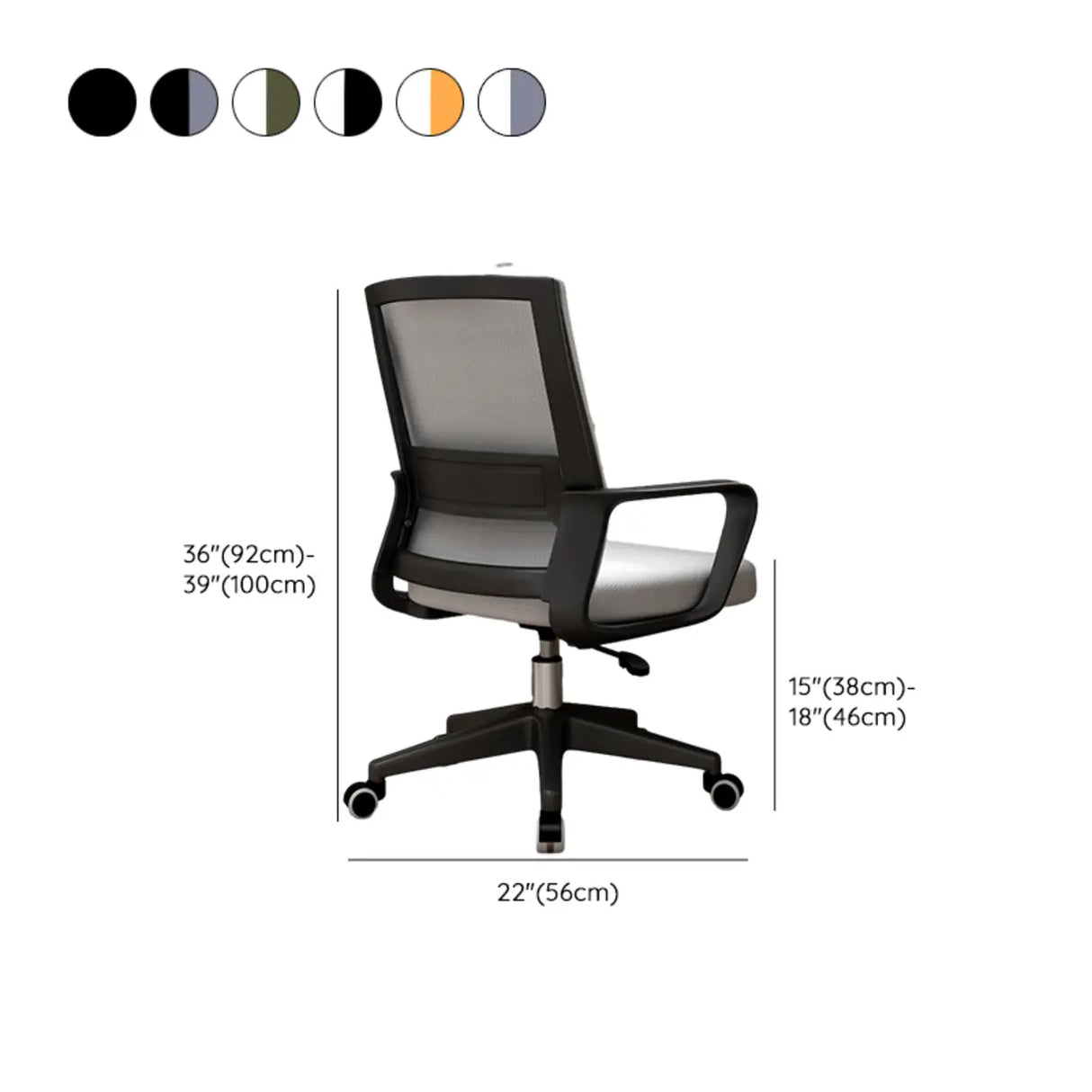 Lumbar Support Orange Swivel Mesh Adjustable Office Chair 