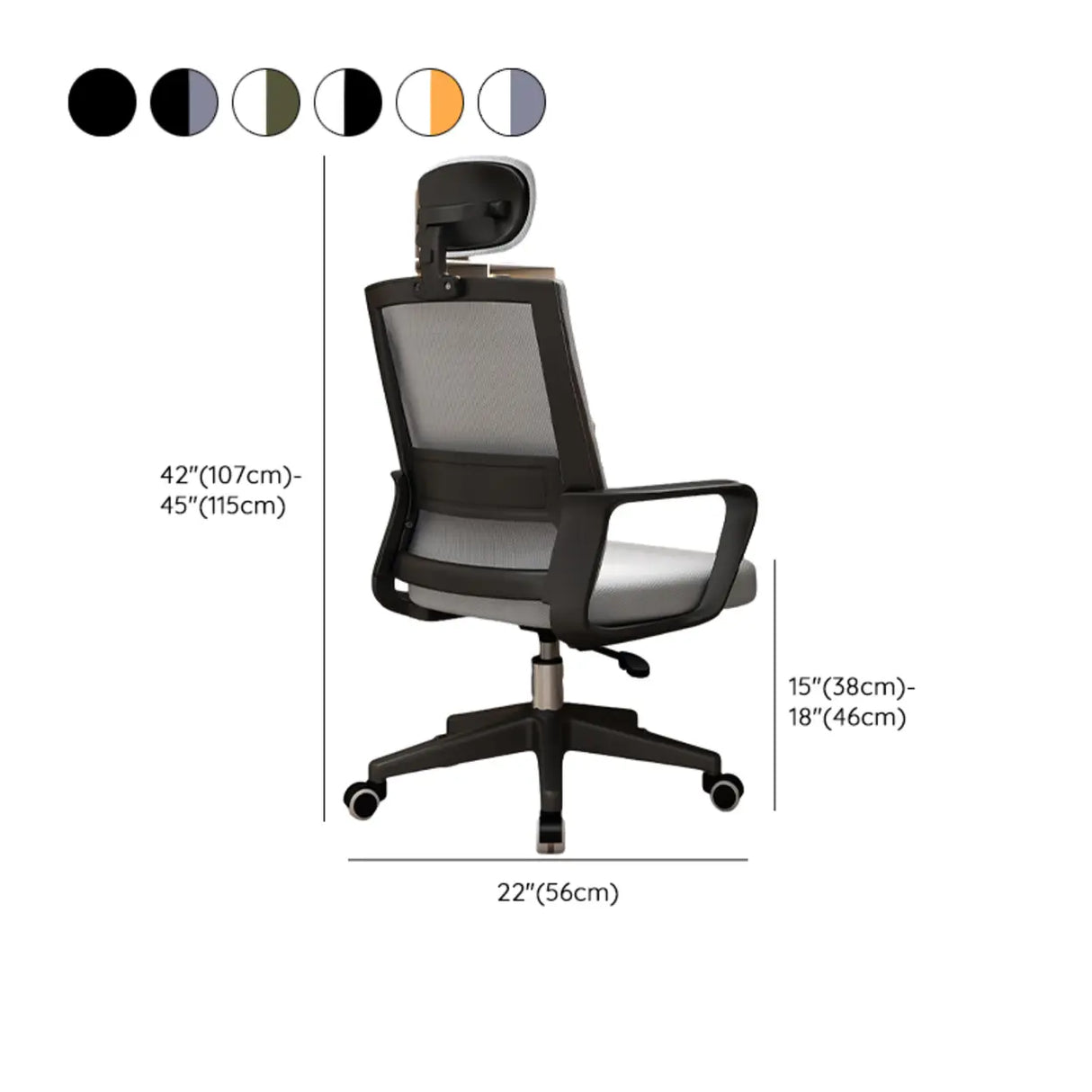 Lumbar Support Orange Swivel Mesh Adjustable Office Chair Image - 33