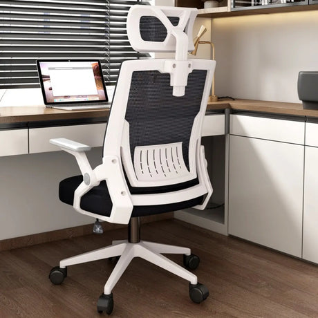 Lumbar Support Swivel Mesh Nylon Office Chair with Headrest Image - 1