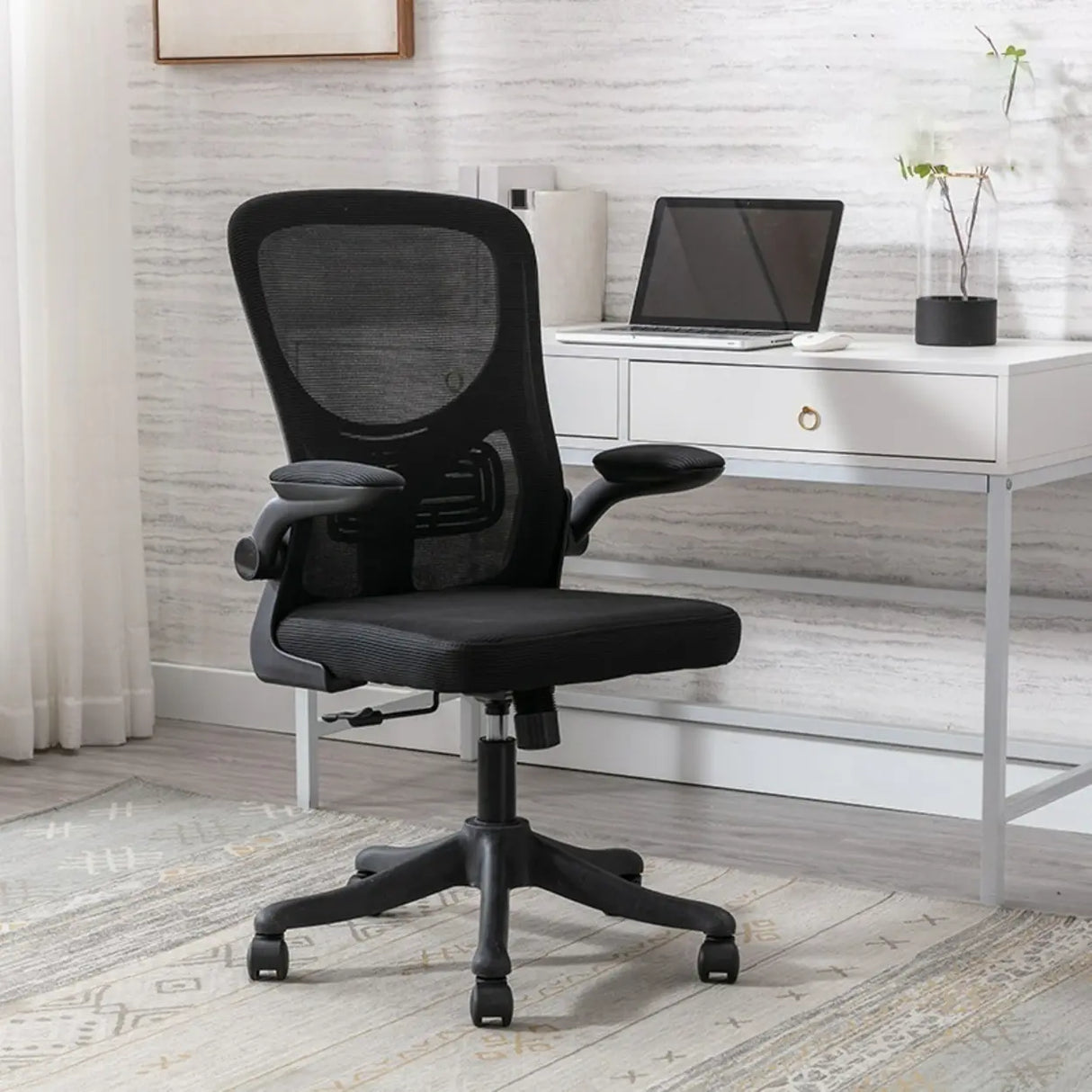 Lumbar Support Swivel Nylon Tilt Mesh Task Office Chair Image - 1