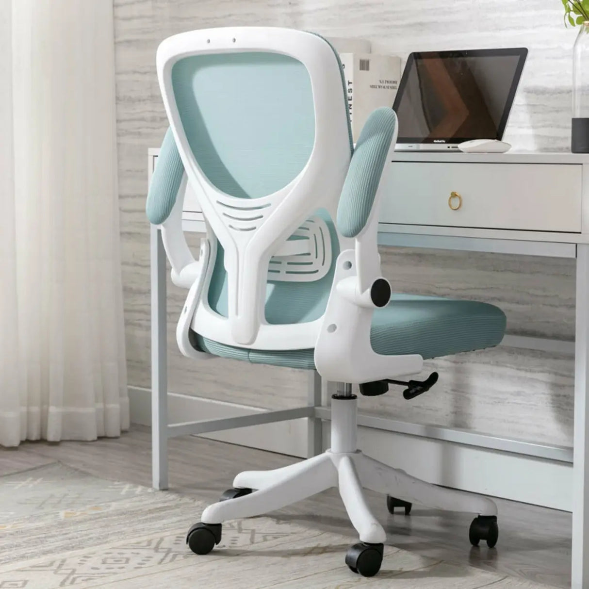 Lumbar Support Swivel Nylon Tilt Mesh Task Office Chair Image - 3