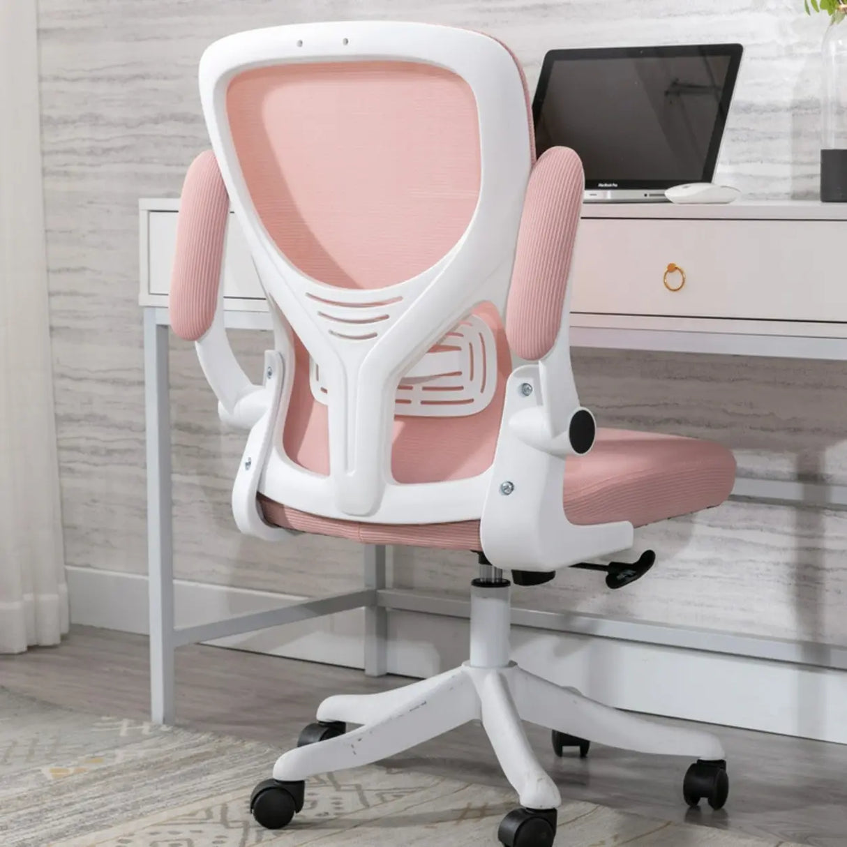Lumbar Support Swivel Nylon Tilt Mesh Task Office Chair Image - 4