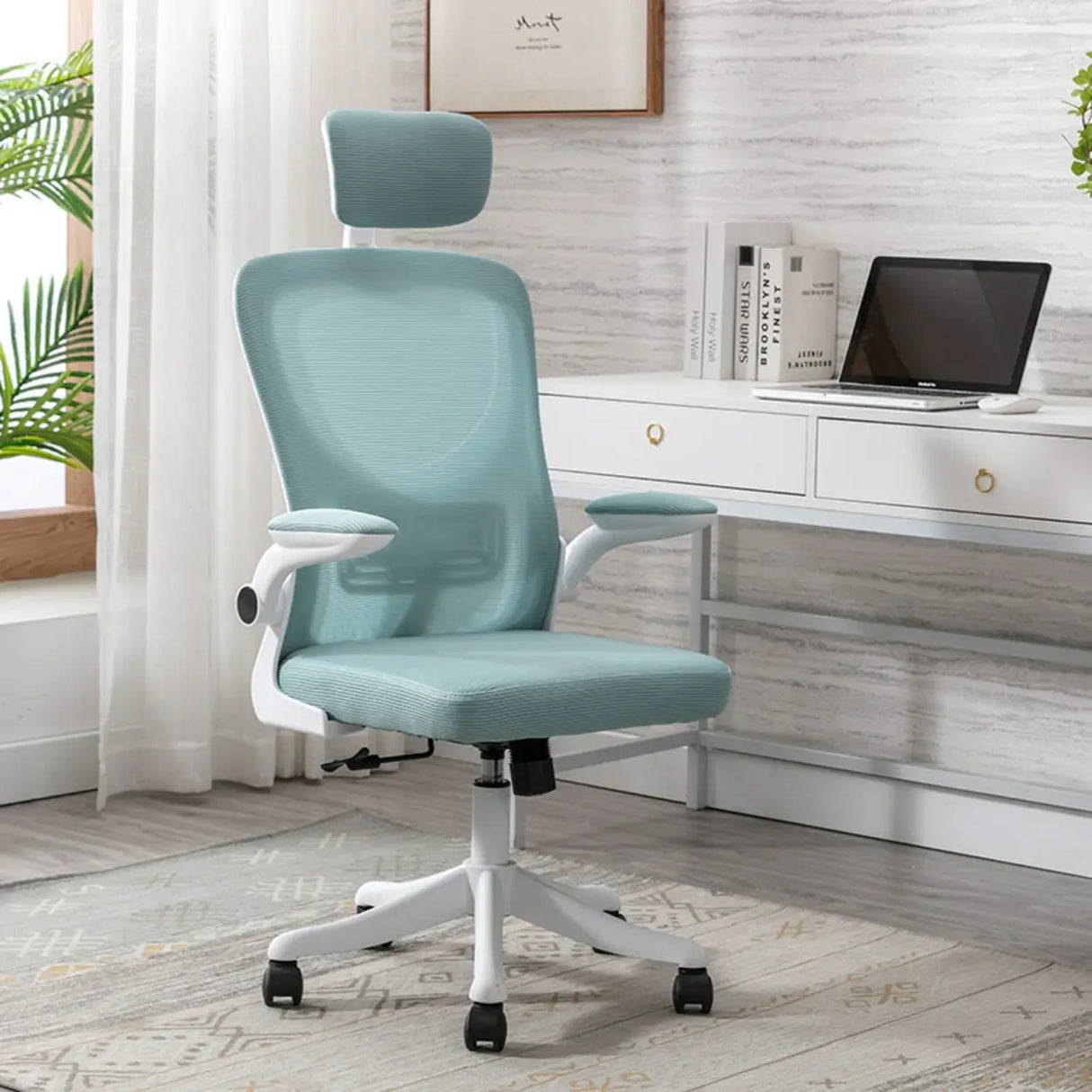 Lumbar Support Swivel Nylon Tilt Mesh Task Office Chair Image - 5