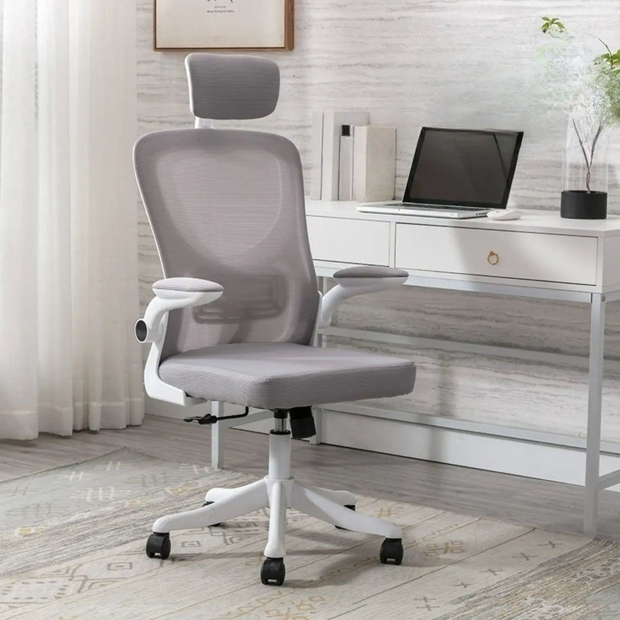 Lumbar Support Swivel Nylon Tilt Mesh Task Office Chair Image - 7