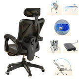 Lumbar Support Swivel White Mesh Office Chair with Headrest Image - 2