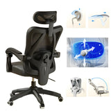 Lumbar Support Swivel White Mesh Office Chair with Headrest Image - 3