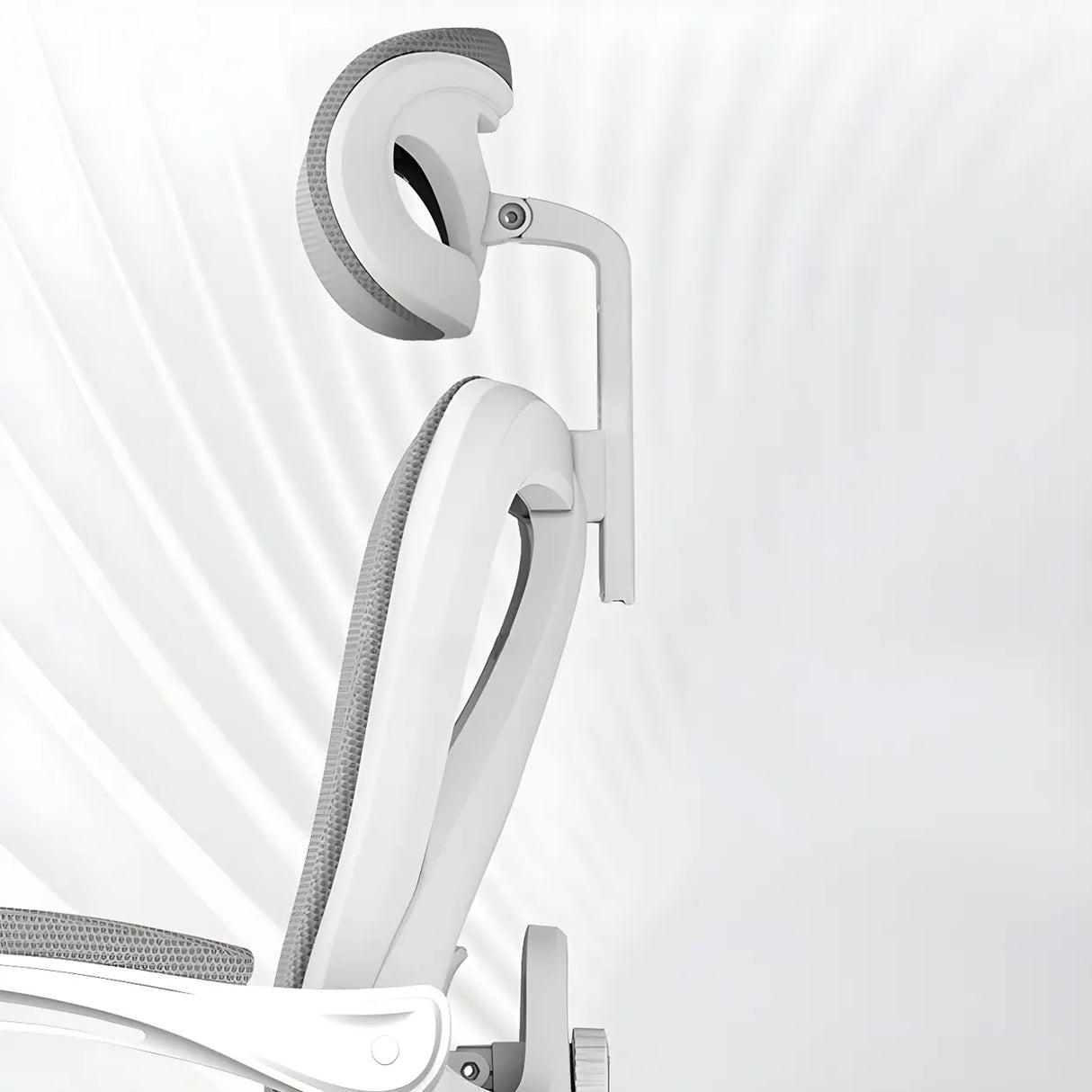Lumbar Support Swivel White Mesh Office Chair with Headrest Image - 7