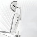 Lumbar Support Swivel White Mesh Office Chair with Headrest Image - 7