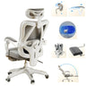 Lumbar Support Swivel White Mesh Office Chair with Headrest Image - 8