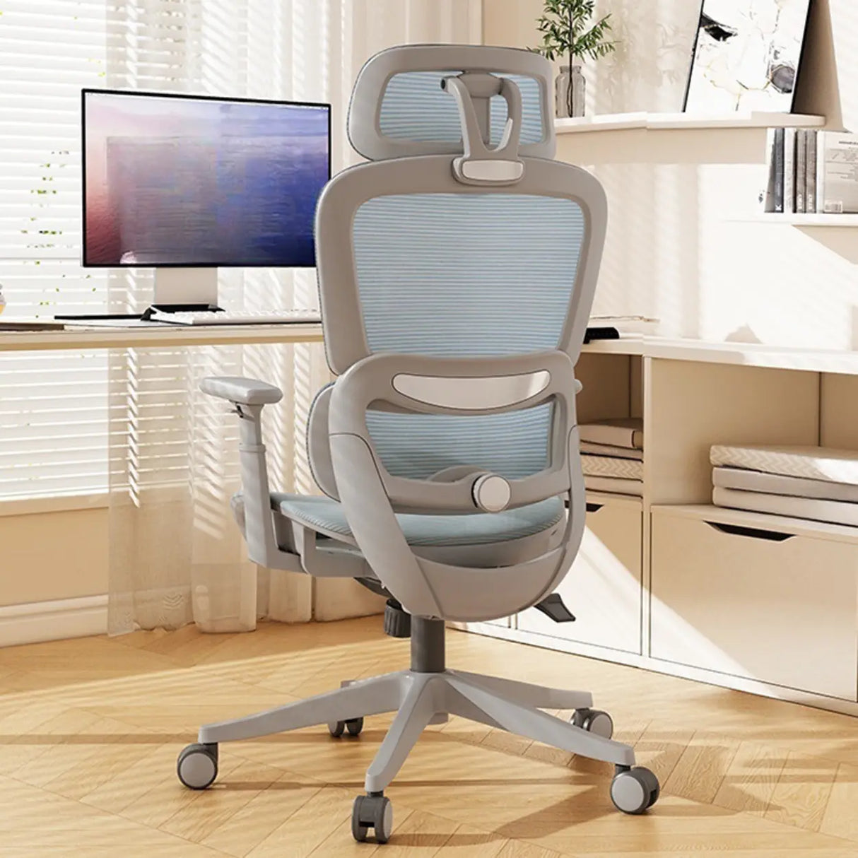 Lumbar Support Tilt Swivel Mesh Adjustable Office Chair Image - 15