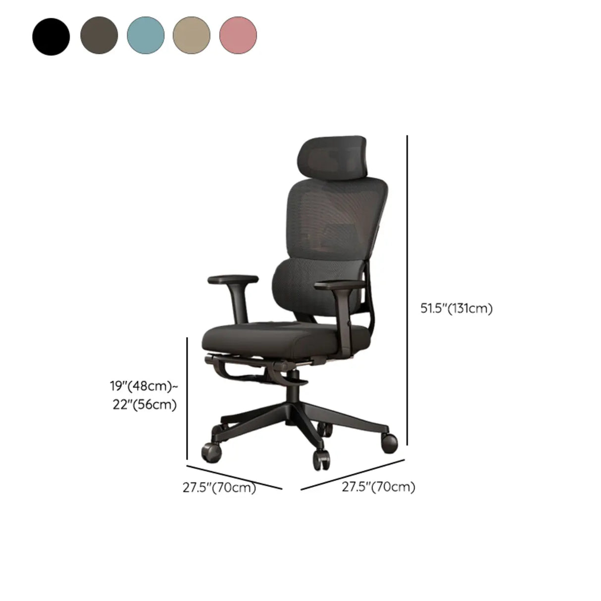 Lumbar Support Tilt Swivel Mesh Adjustable Office Chair 