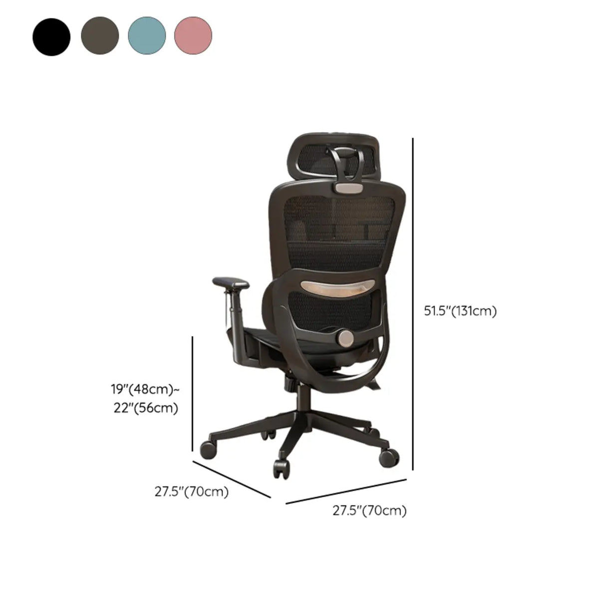 Lumbar Support Tilt Swivel Mesh Adjustable Office Chair Image - 22