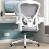 Lumbar Support White Adjustable Tilt Seating Office Chair Image - 1