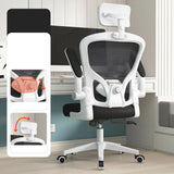 Lumbar Support White Adjustable Tilt Seating Office Chair Image - 13