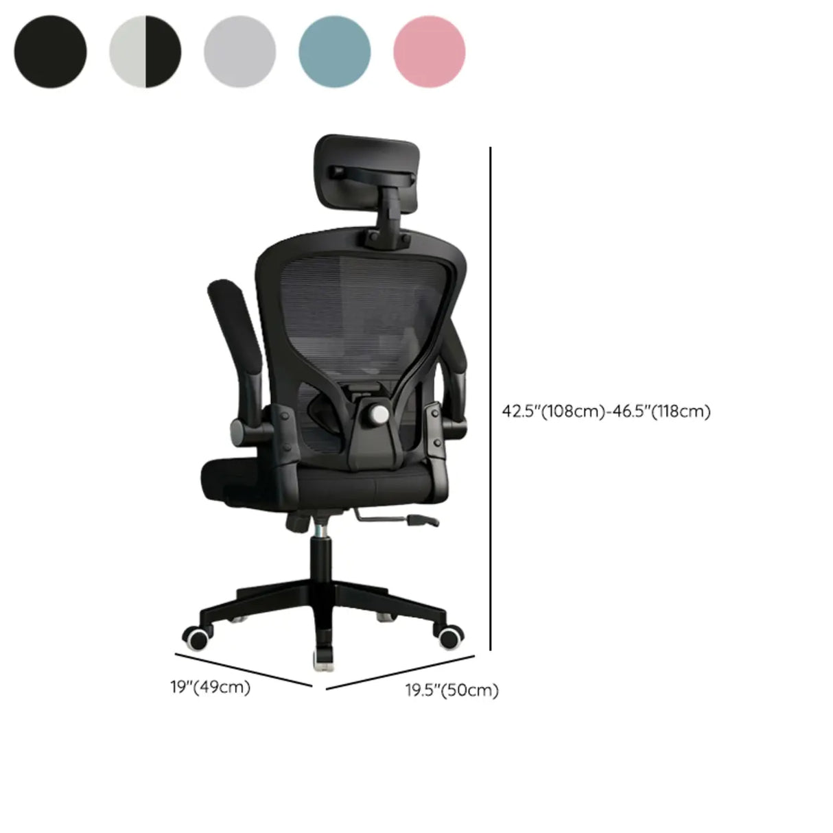 Lumbar Support White Adjustable Tilt Seating Office Chair Image - 20