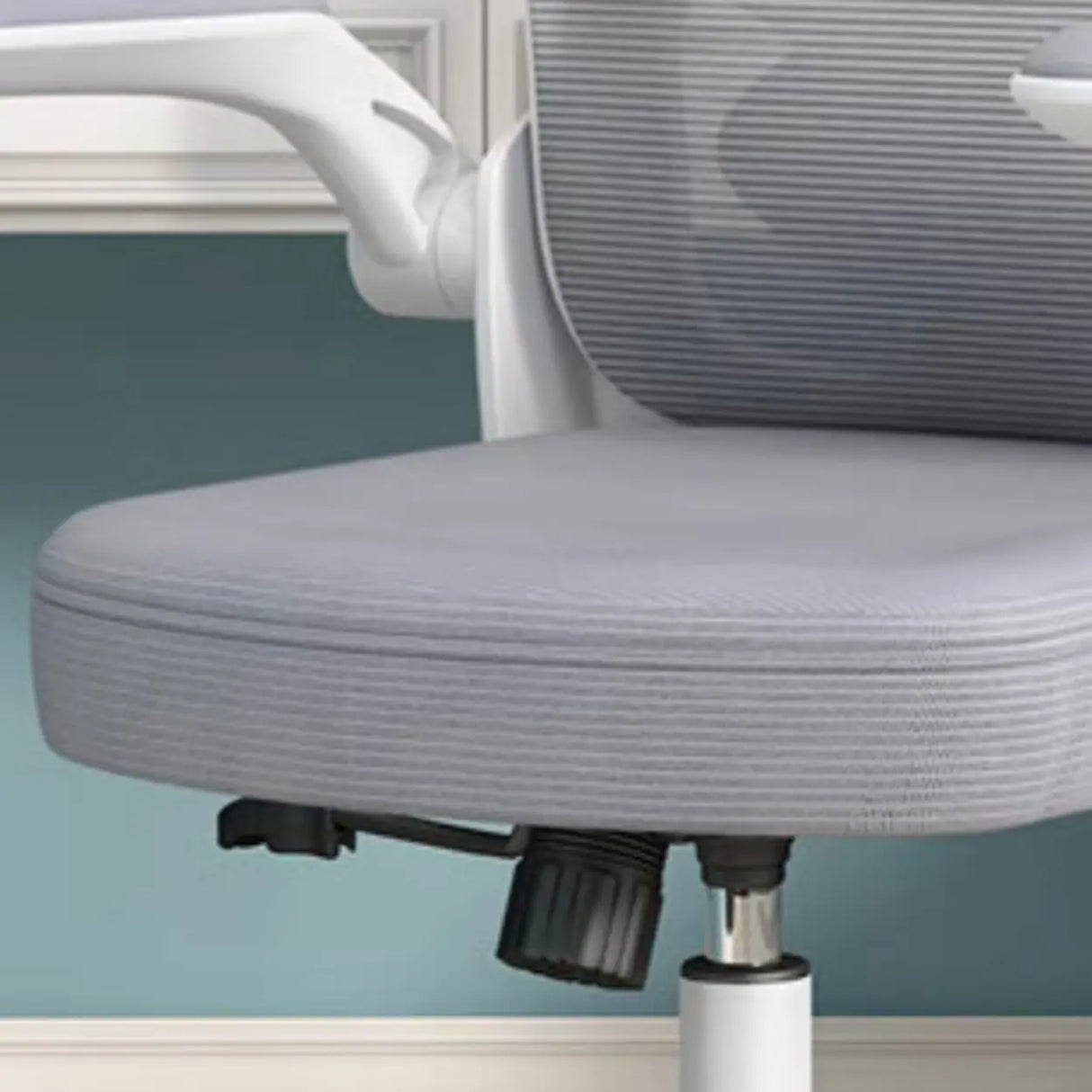 Lumbar Support White Adjustable Tilt Seating Office Chair Image - 9