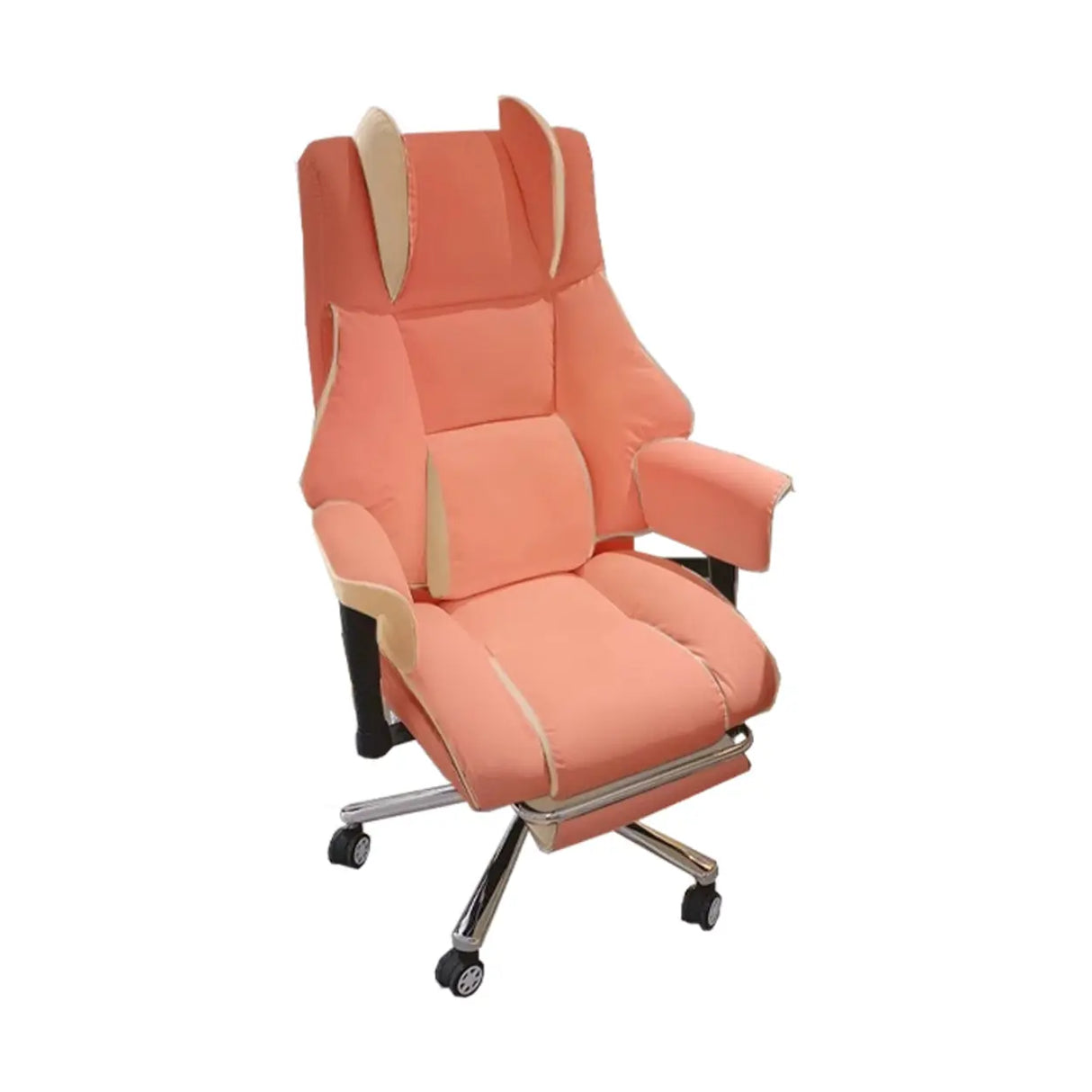 Lumbar Support White Leather Gaming Aluminum Office Chair Image - 10