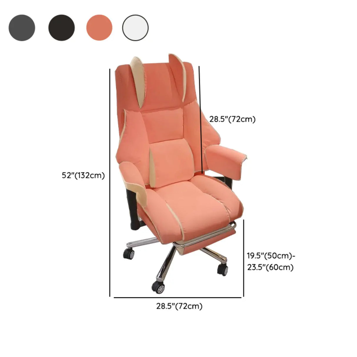 Lumbar Support White Leather Gaming Aluminum Office Chair 