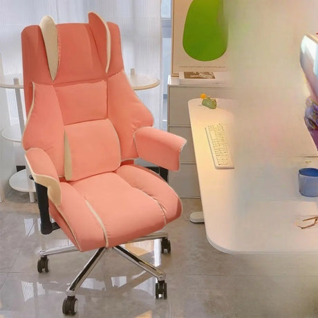 Lumbar Support White Leather Gaming Aluminum Office Chair Image - 2