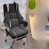 Lumbar Support White Leather Gaming Aluminum Office Chair Image - 3