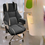 Lumbar Support White Leather Gaming Aluminum Office Chair Image - 6
