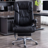 Luxurious Adjustable Swivel Cowhide Black Office Chair Image - 1