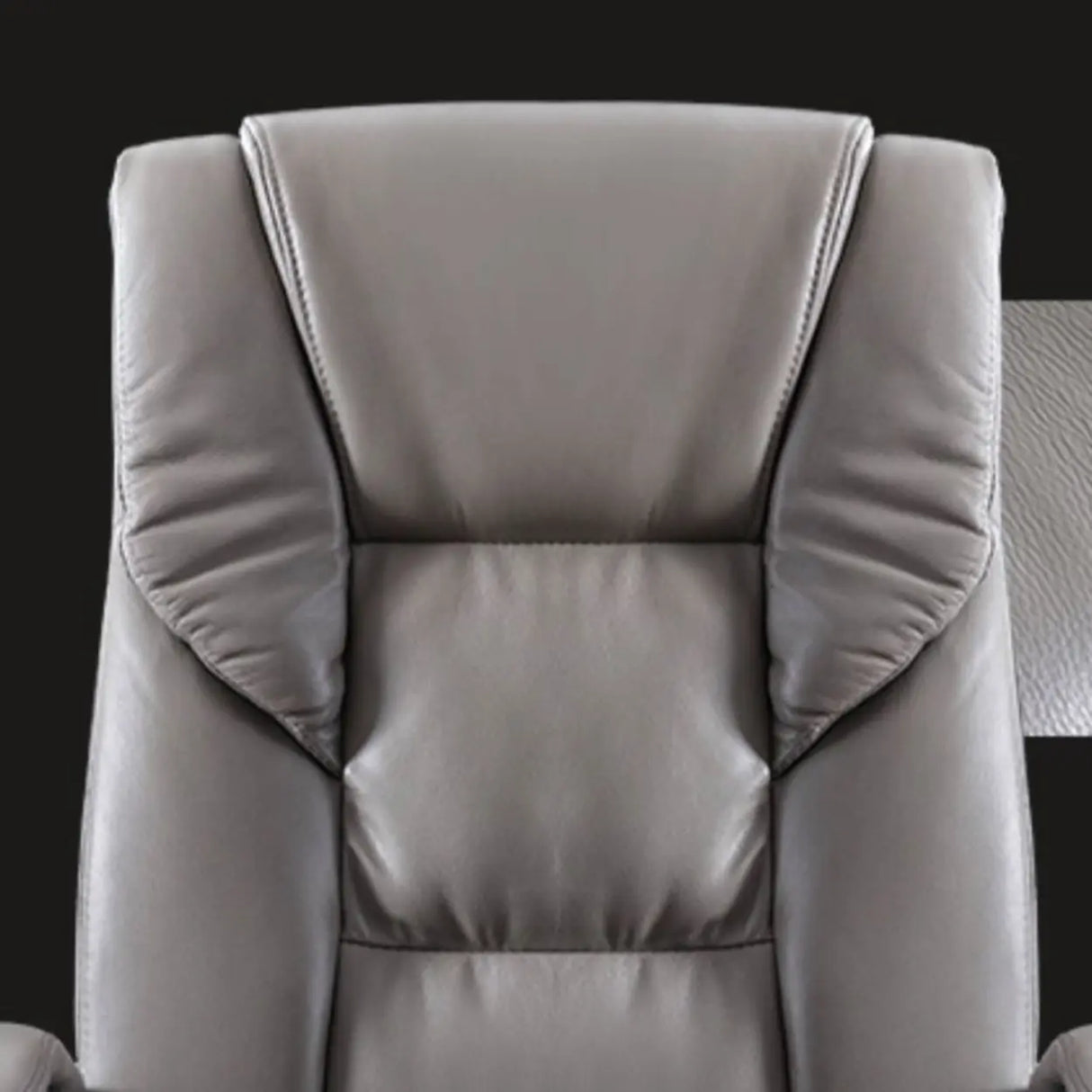 Luxurious Adjustable Swivel Cowhide Black Office Chair Image - 10