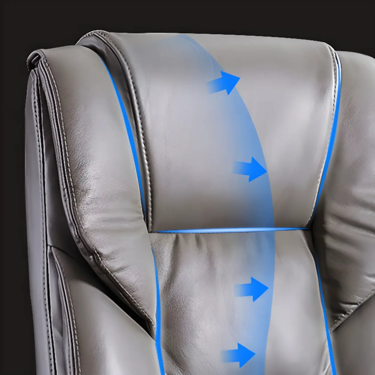 Luxurious Adjustable Swivel Cowhide Black Office Chair Image - 7