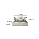 Luxurious Beige King Wingback Upholstered Leather Bed #size