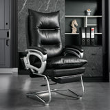 Luxurious Ergonomic Black Office Leather Chair with Armrest Image - 1