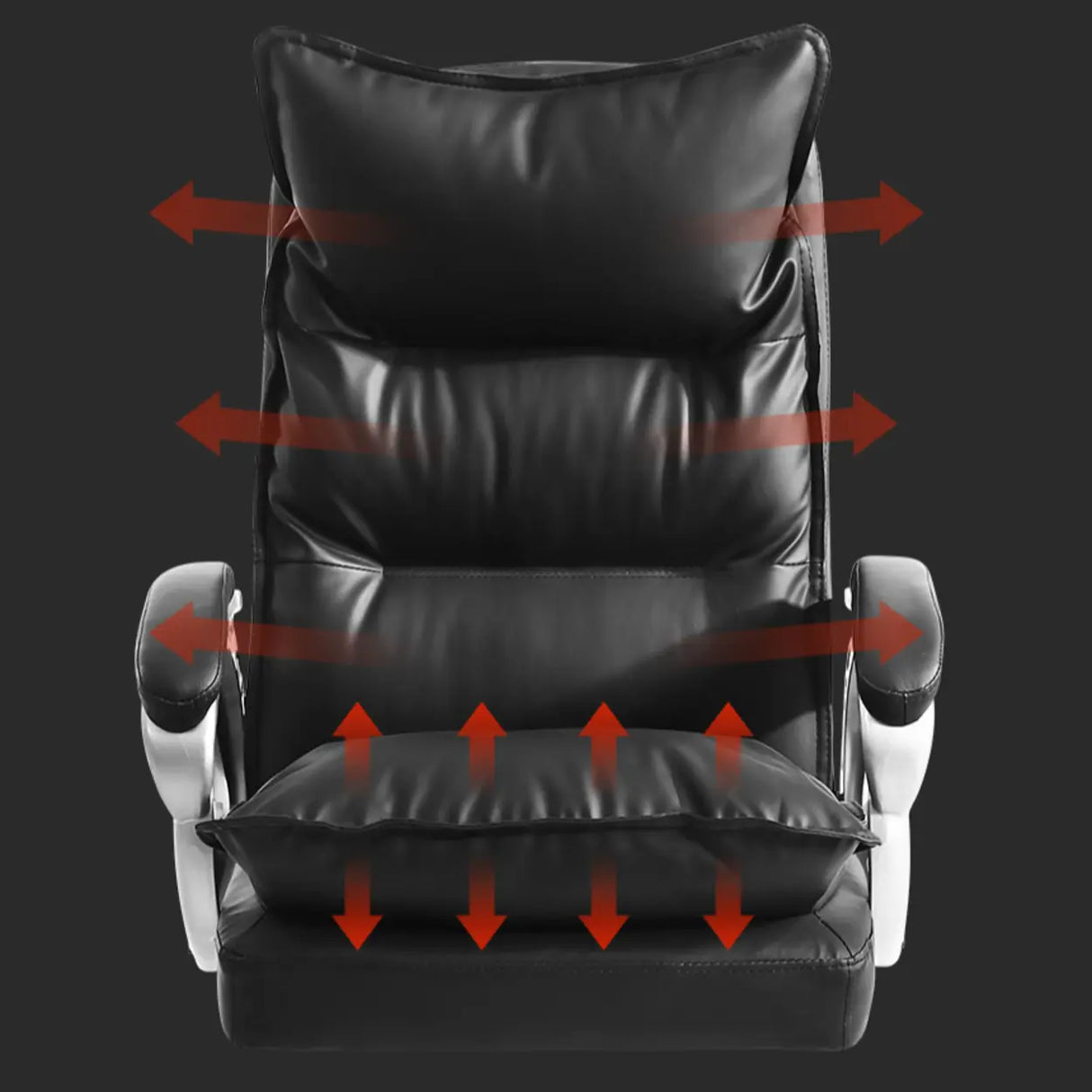 Luxurious Ergonomic Black Office Leather Chair with Armrest Image - 10