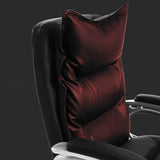 Luxurious Ergonomic Black Office Leather Chair with Armrest Image - 11