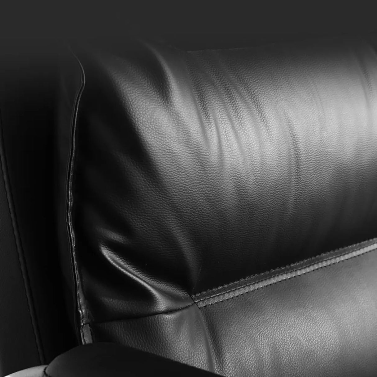 Luxurious Ergonomic Black Office Leather Chair with Armrest Image - 12