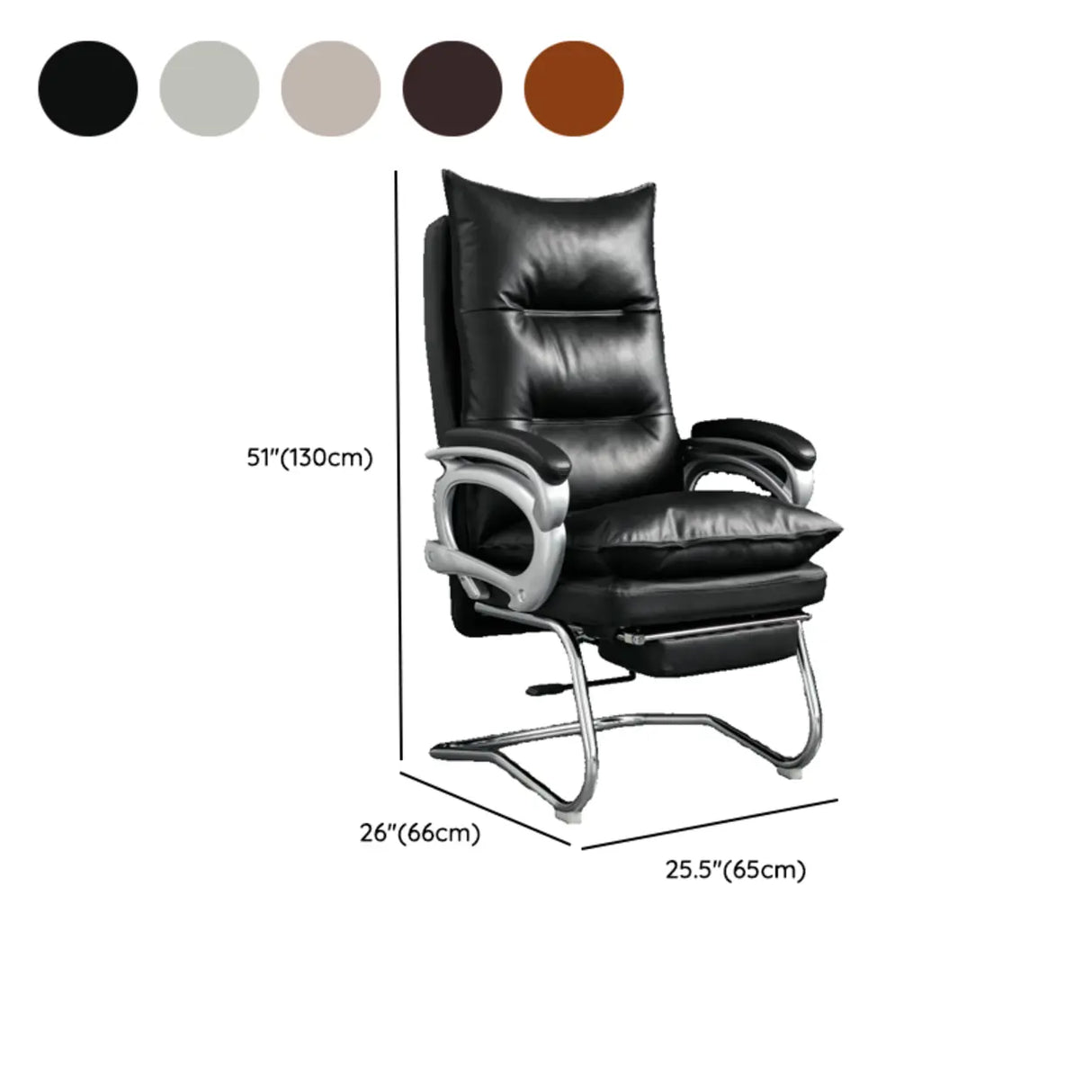 Luxurious Ergonomic Black Office Leather Chair with Armrest 