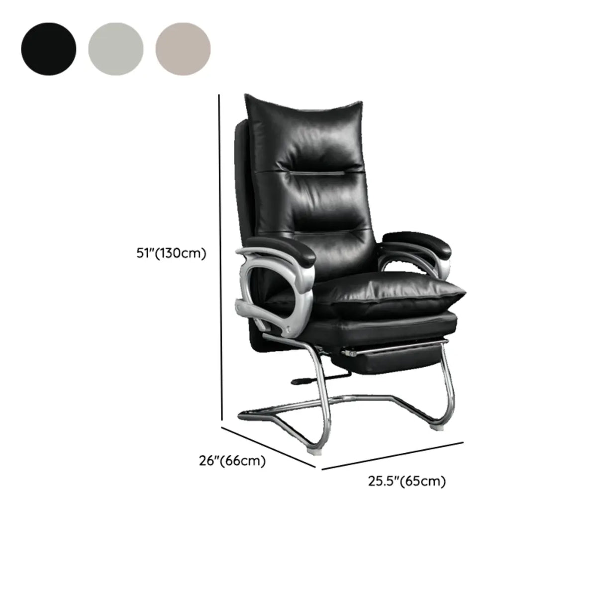 Luxurious Ergonomic Black Office Leather Chair with Armrest Image - 18
