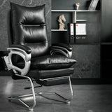 Luxurious Ergonomic Black Office Leather Chair with Armrest Image - 2