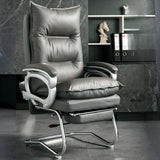Luxurious Ergonomic Black Office Leather Chair with Armrest Image - 3