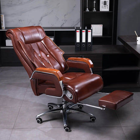 Luxurious Ergonomic Tilt Swivel Office Chair with Footrest Image - 2