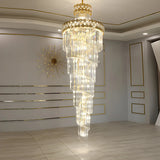 Luxurious Gold Spiral Crystal High Ceiling Chandelier Image - 2