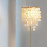 Luxurious Hanging Shell Golden Base LED Floor Lamp Image - 9