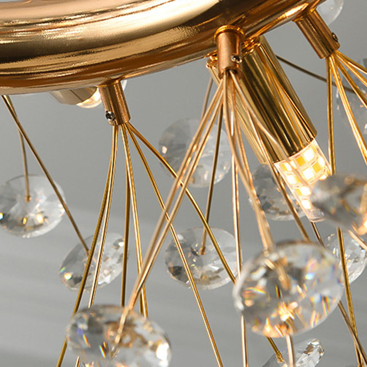 Luxurious Modern Gold Crystal Starburst Pendant Chandelier Image - 12
