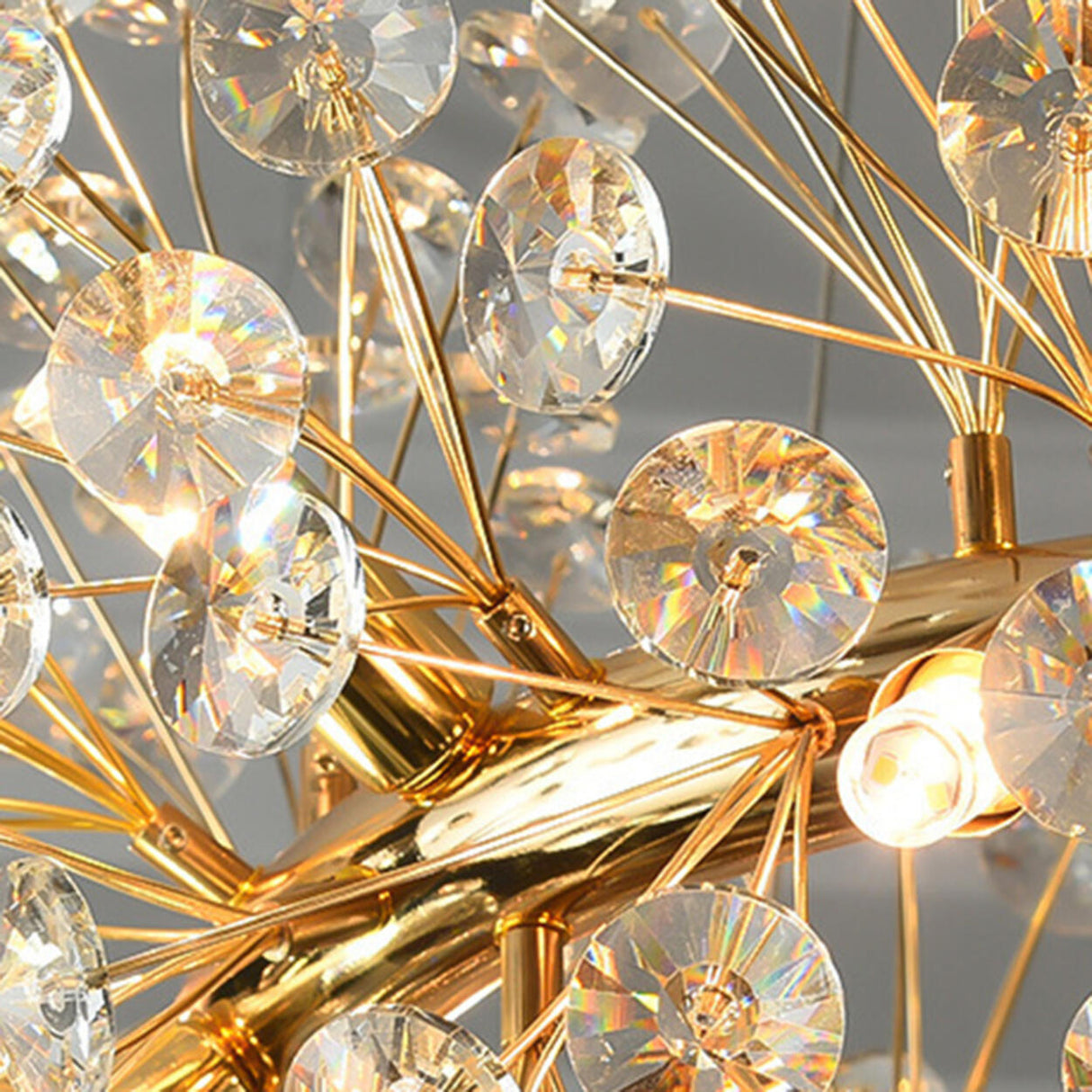 Luxurious Modern Gold Crystal Starburst Pendant Chandelier Image - 14