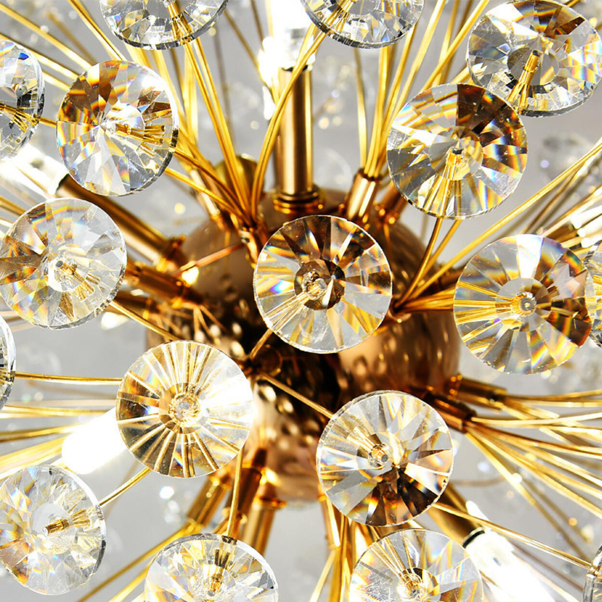 Luxurious Modern Gold Crystal Starburst Pendant Chandelier Image - 16