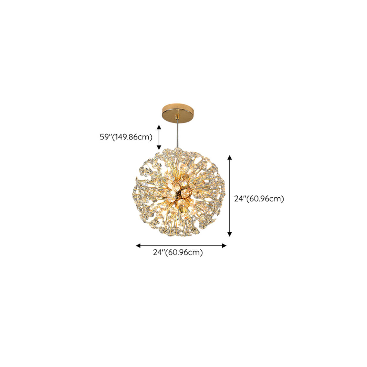 Luxurious Modern Gold Crystal Starburst Pendant Chandelier Image - 18