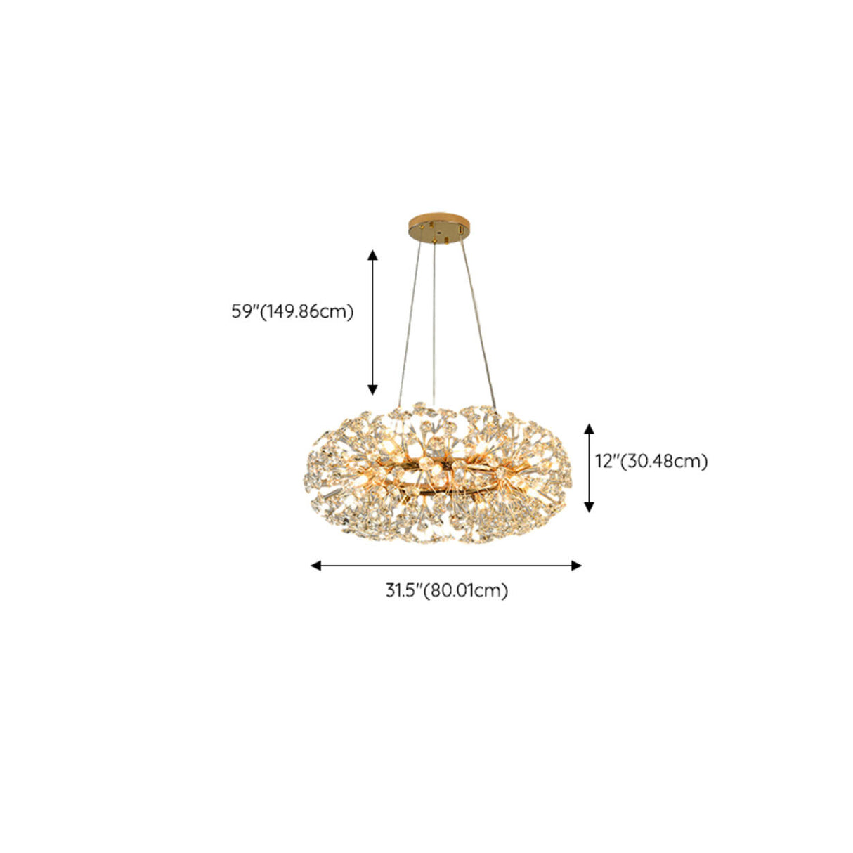 Luxurious Modern Gold Crystal Starburst Pendant Chandelier Image - 20