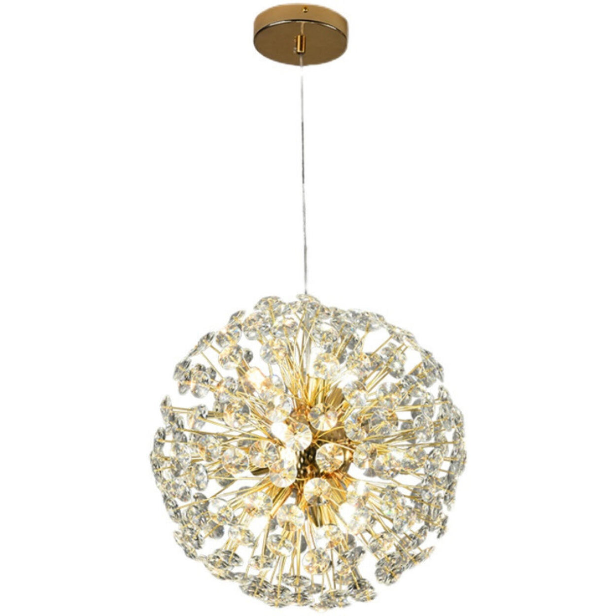 Luxurious Modern Gold Crystal Starburst Pendant Chandelier Image - 9