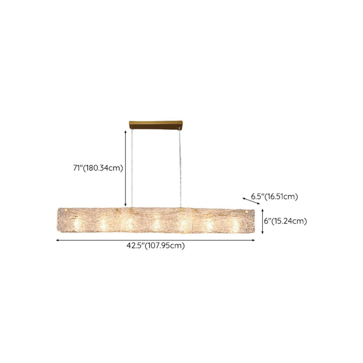 Luxurious Rectangular Glass Island Pendant Light 