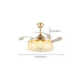 Elegant Shell Decor Round Ceiling Fan with LED Light #size